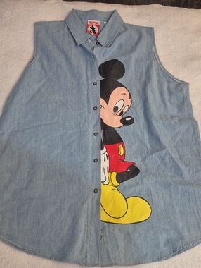 Mickey, Inc. Light Blue Denim Shirt - Mickey Logo Sz. XL